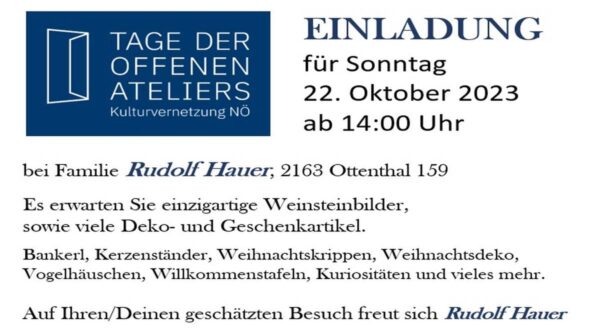 Einladung zum Tag des offenen Ateliers am Sonntag, 22.10.2023 ab 14:00 Uhr